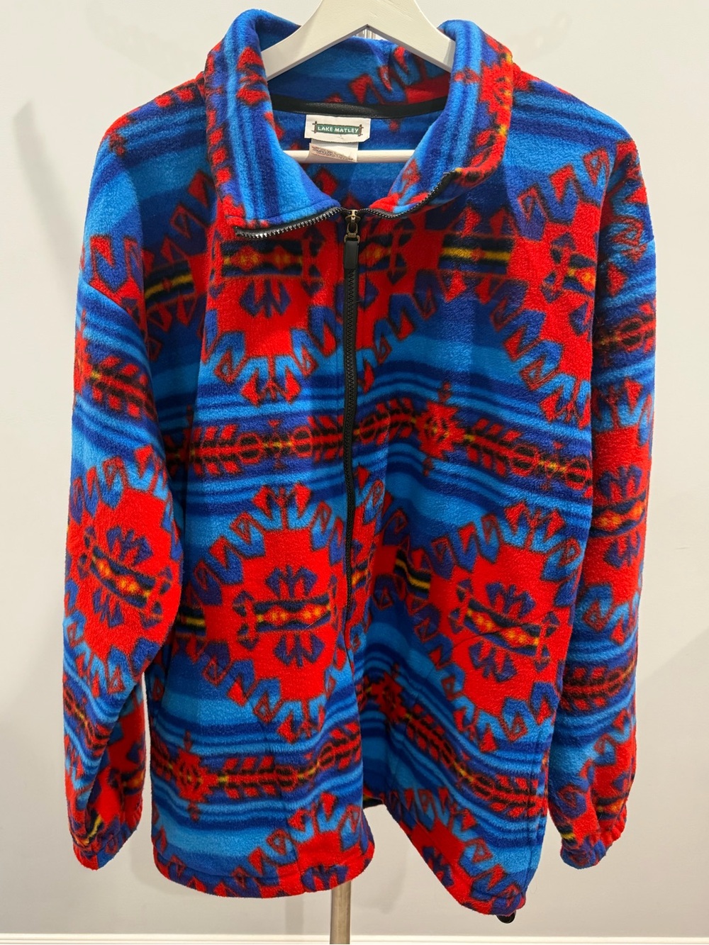 Lake Matley Adult Unisex Aztec Long Sleeve Full Zip Seam Pocket Fleece Jacket XL